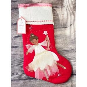 NEW Pottery Barn Kids large Quilted Brown African  Celeste Fairy quilt stocking